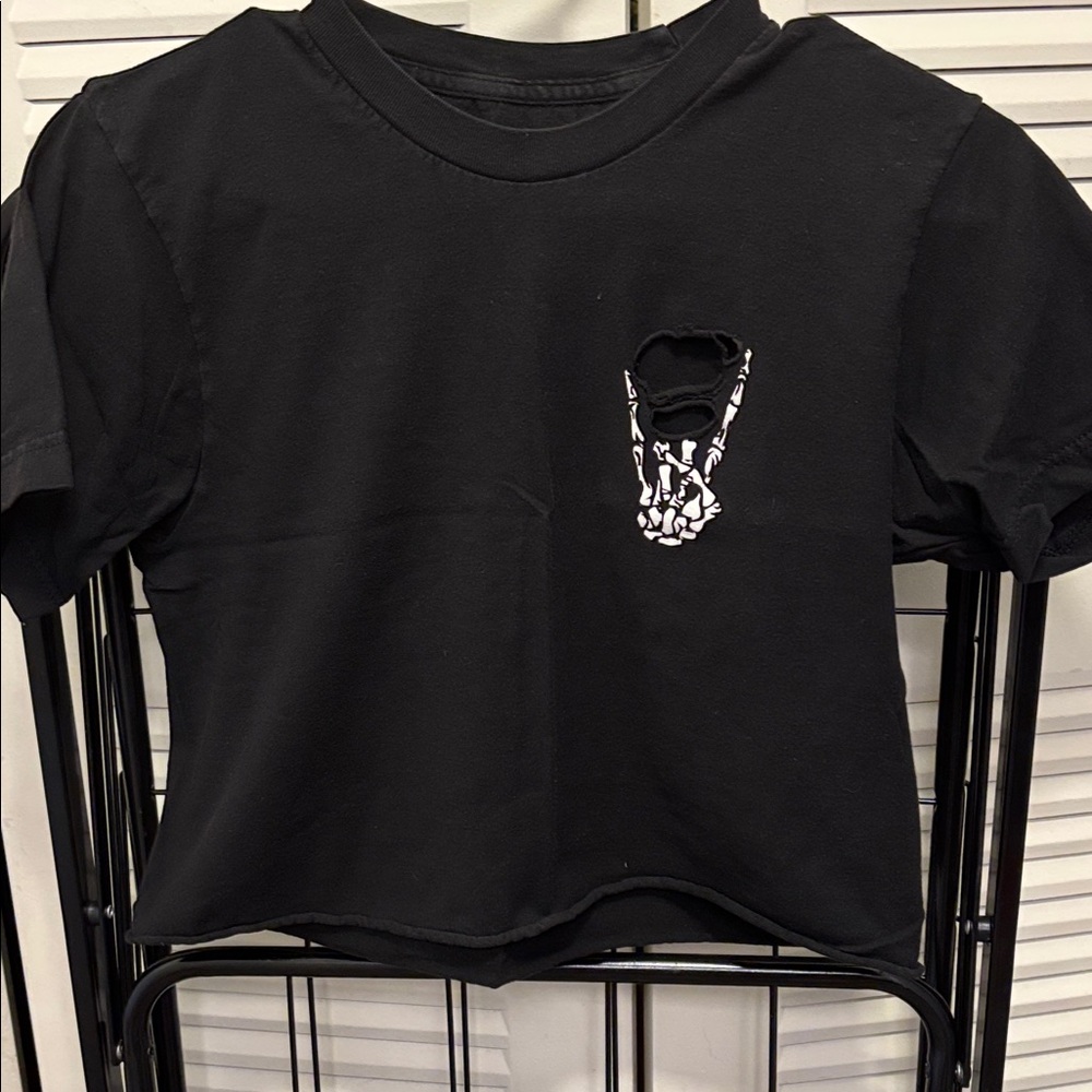 The Direct-Black Crop Top with Skeleton
